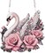 Diamond Art Painting Pendant Ornament Kit – 5D Rose Swan DIY Diamond Crystal Hanging Window & Door Decor for Adults, Wall & Christmas Decoration (24.2 x 23 cm)